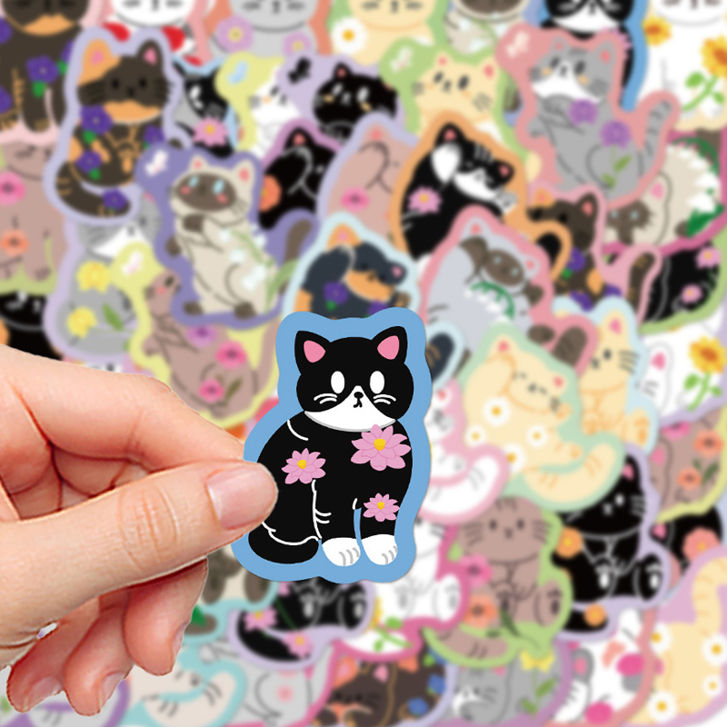 Kids Toys Cartoon Images - 50PCS Cartoon Colorful Edge Flower Cat