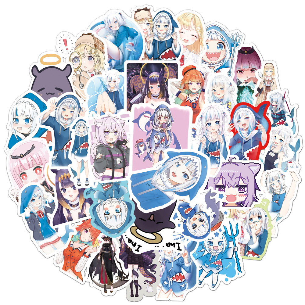 50PCS Gawr Gura Stickers Shark - огляд і ціна Kids Toys Cartoon Images